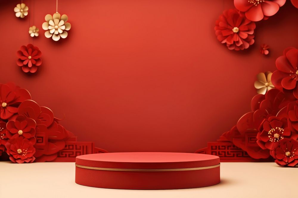 Flower gold red chinese new year. AI generated Image by rawpixel.