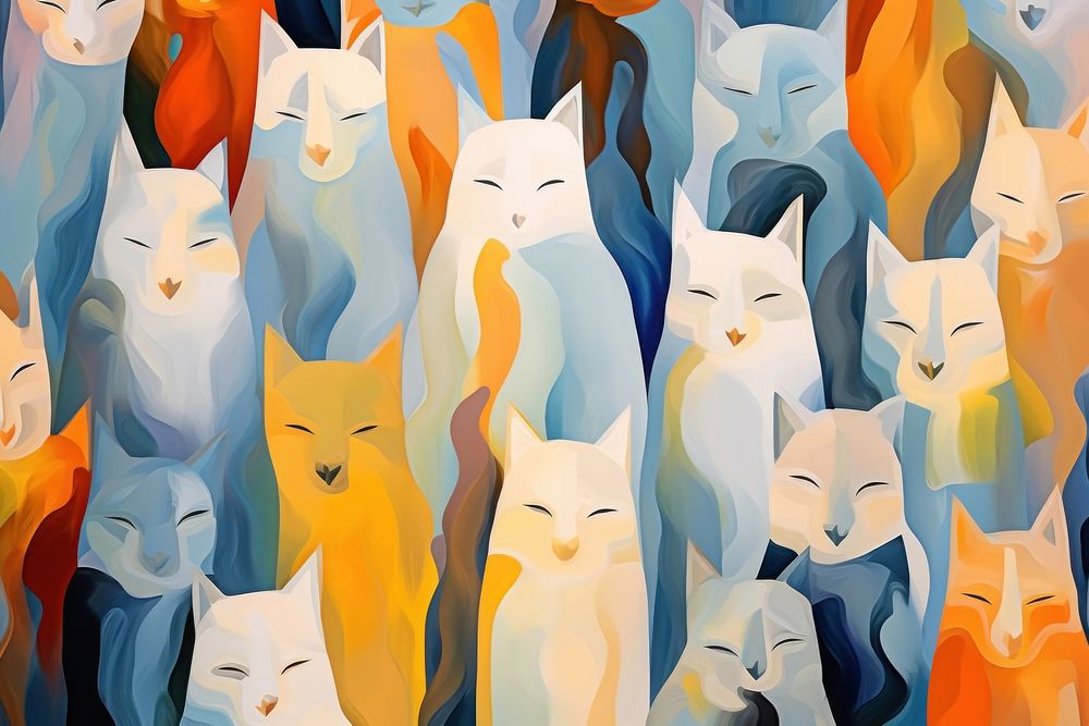 Abstract cats pattern backgrounds painting animal. AI generated Image by rawpixel.