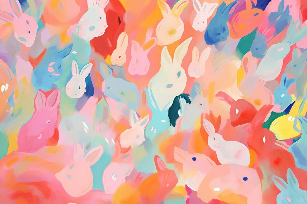 Abstract rabbits pattern painting backgrounds art. AI generated Image by rawpixel.