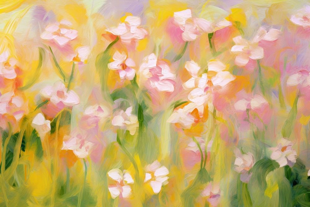 Abstract spring flowers pattern painting backgrounds plant. AI generated Image by rawpixel.