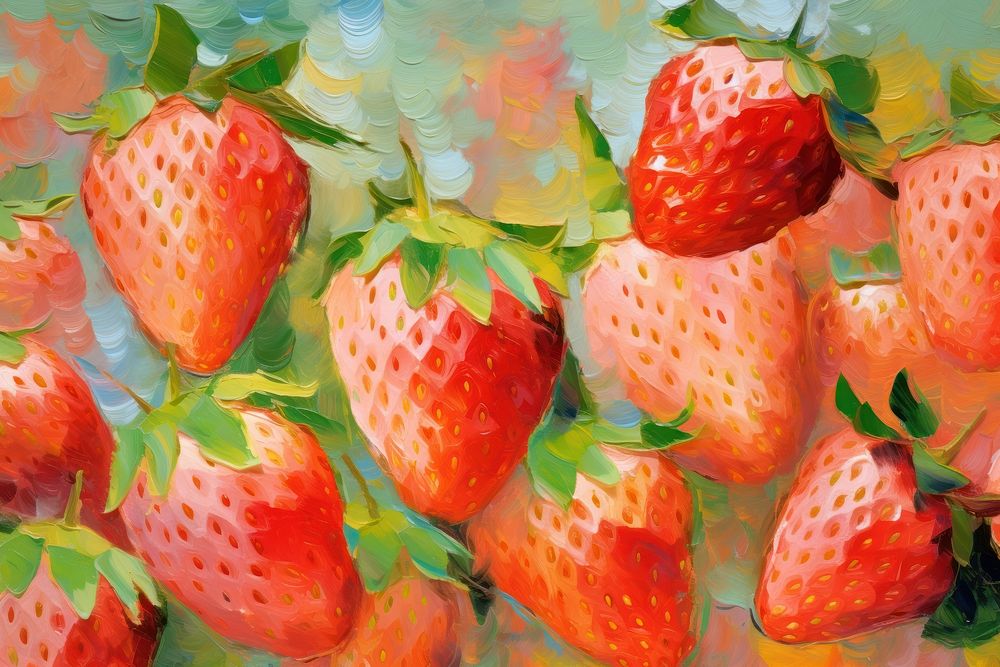 Abstract strawberries pattern painting backgrounds strawberry. AI generated Image by rawpixel.
