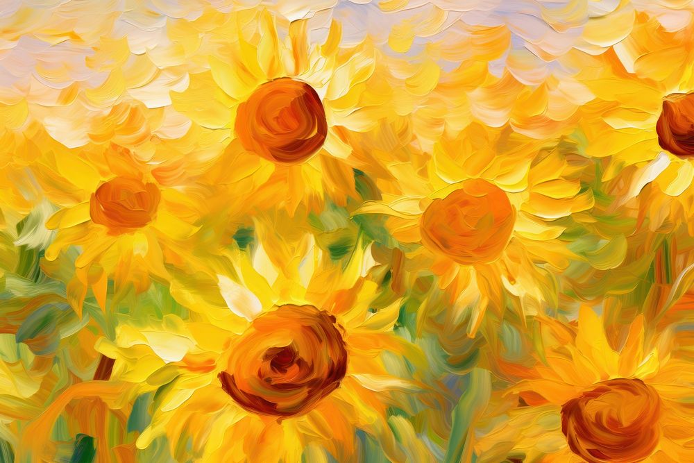 Abstract sunflowers pattern painting backgrounds petal. AI generated Image by rawpixel.