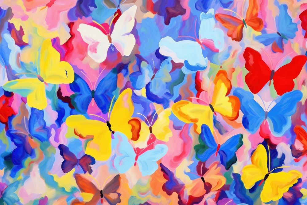 Colorful butterfly pattern painting backgrounds creativity. AI generated Image by rawpixel.