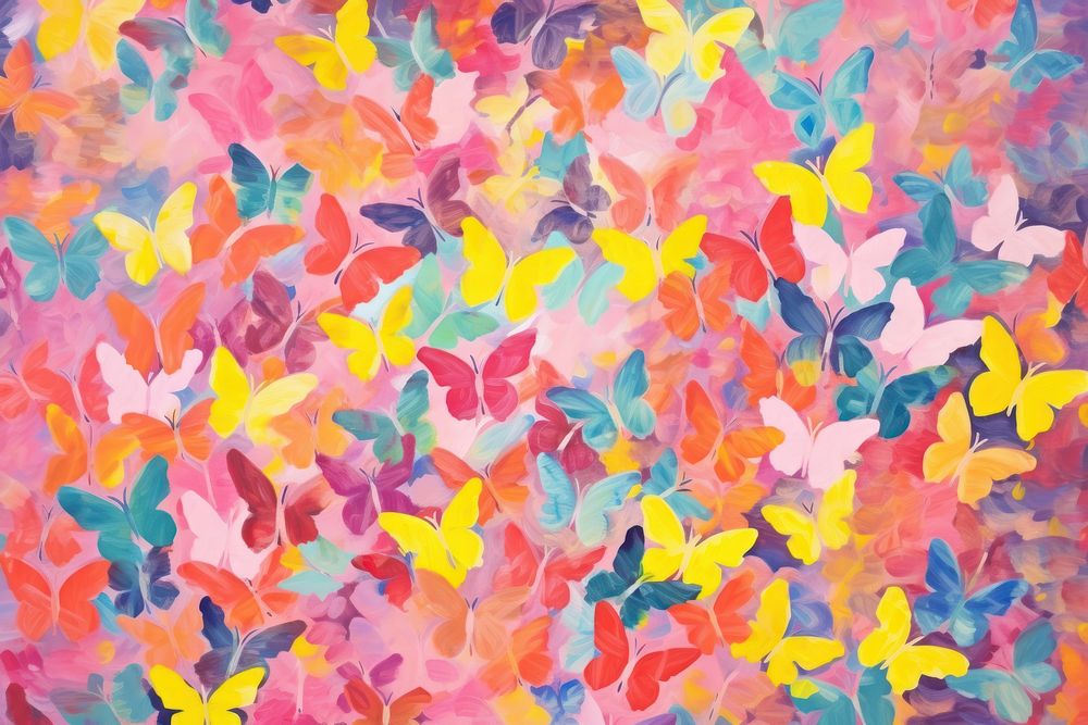 Colorful butterfly pattern painting backgrounds art. AI generated Image by rawpixel.