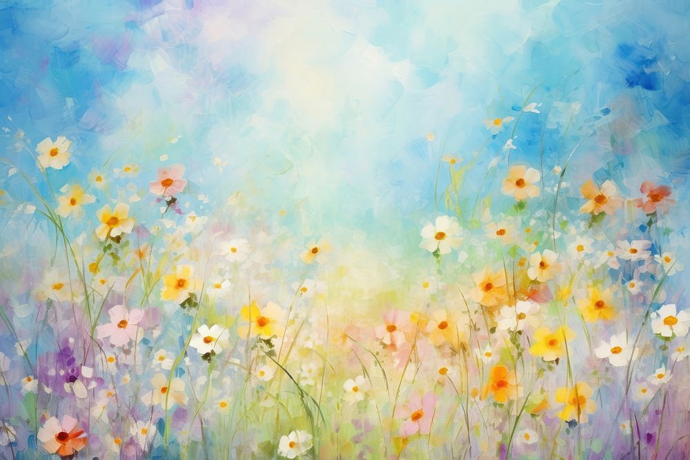 Colorful flowers pattern painting backgrounds outdoors. AI generated Image by rawpixel.