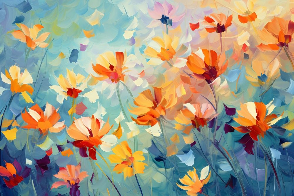 Colorful flowers pattern painting backgrounds petal. AI generated Image by rawpixel.
