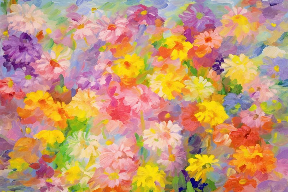 Colorful flowers pattern painting backgrounds petal. AI generated Image by rawpixel.