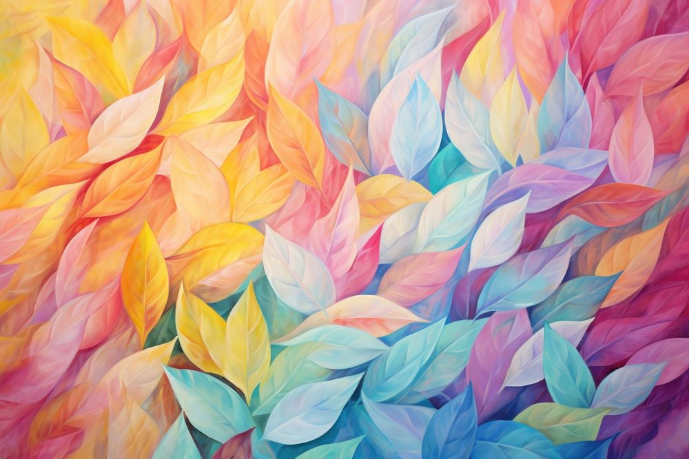 Colorful leaves pattern painting backgrounds plant. AI generated Image by rawpixel.