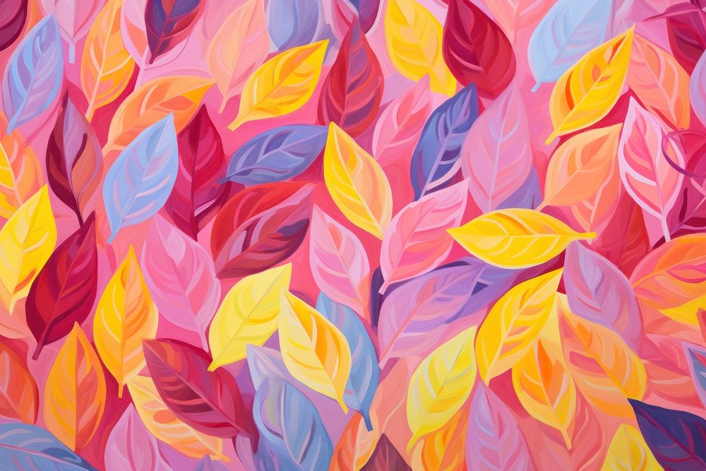 Colorful leaves pattern painting backgrounds art. AI generated Image by rawpixel.