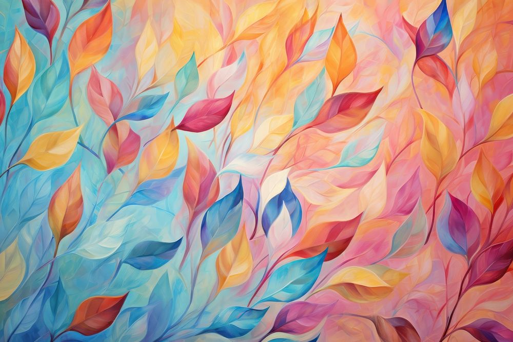 Colorful leaves pattern painting backgrounds petal. AI generated Image by rawpixel.