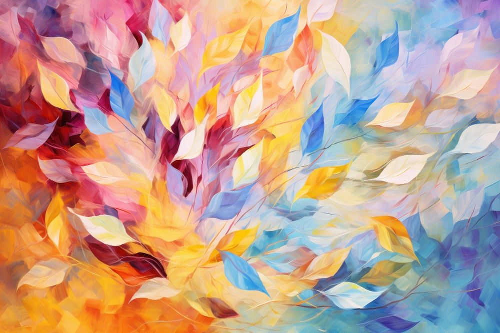 Colorful leaves pattern painting backgrounds petal. AI generated Image by rawpixel.