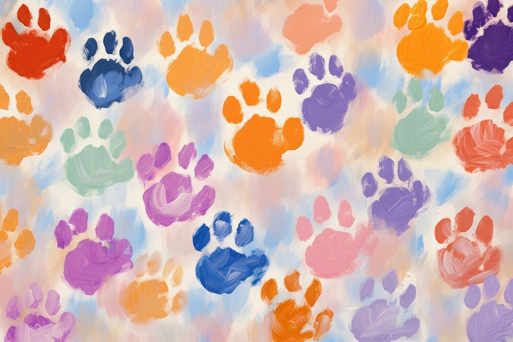 Paw prints pattern painting backgrounds art. AI generated Image by rawpixel.