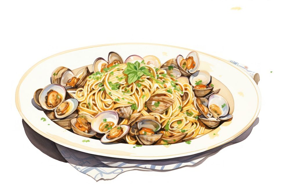 Pasta white wine sauce clam spaghetti seafood. AI generated Image by rawpixel.