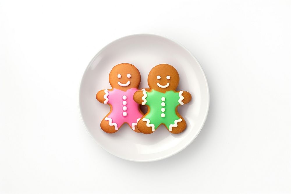 Gingerbreadmen plate dessert cookie. AI generated Image by rawpixel.