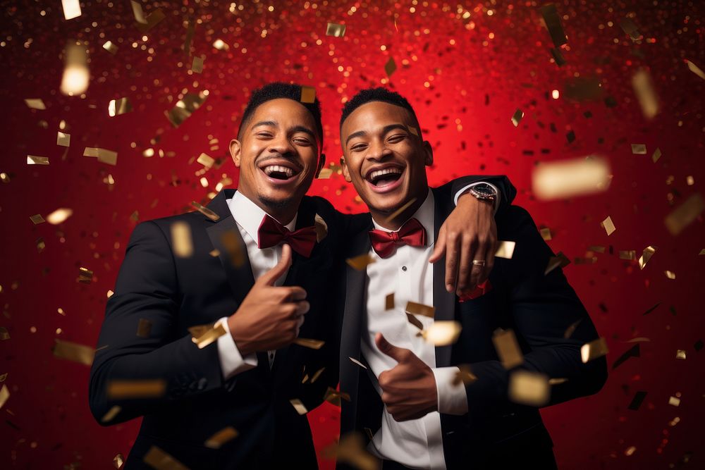 Men partying confetti laughing adult. AI generated Image by rawpixel.