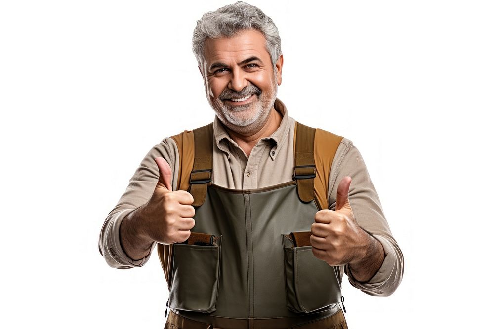 Mature hobby fisherman holding smile adult. AI generated Image by rawpixel.