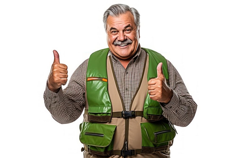 Mature hobby fisherman with mustache adult green vest. AI generated Image by rawpixel.