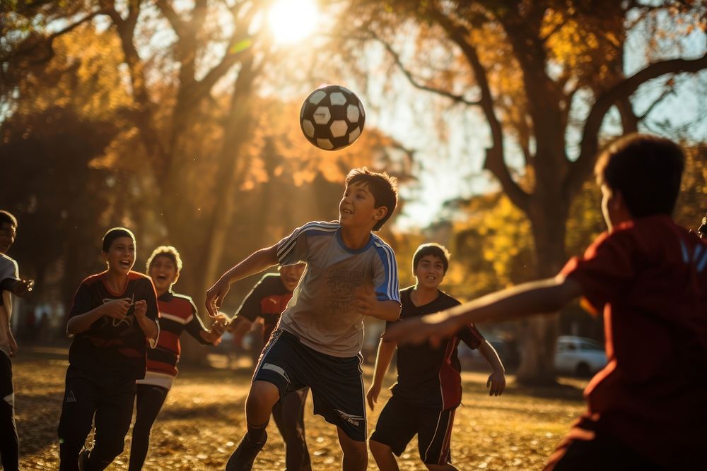 Football sports child togetherness. AI generated Image by rawpixel.