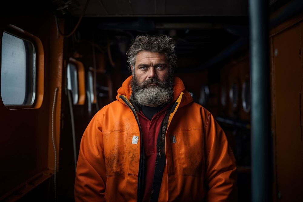 Serious fisherman standing beard adult. AI generated Image by rawpixel.