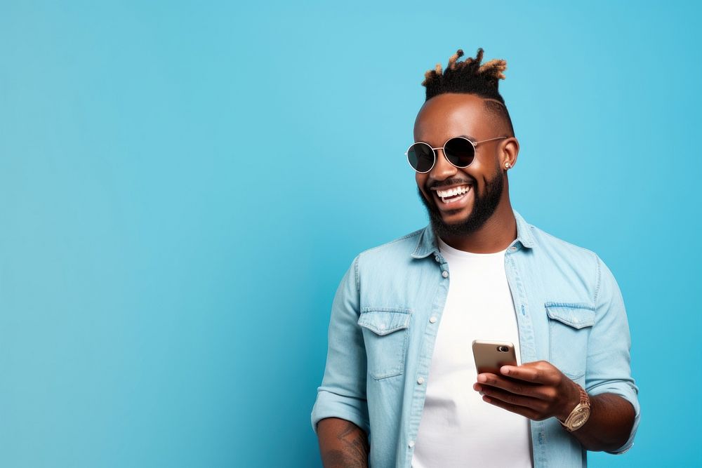 Smiling african American man sunglasses laughing adult. AI generated Image by rawpixel.