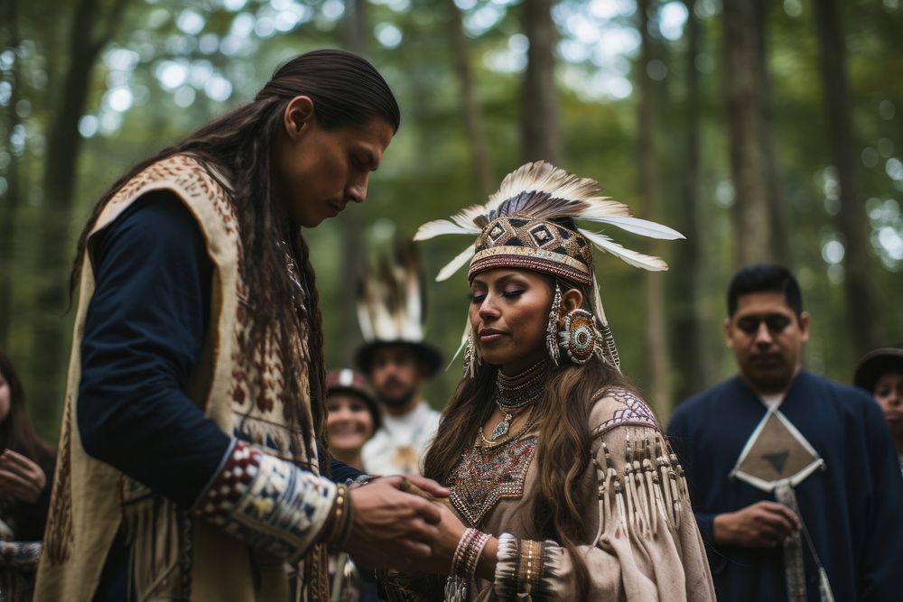 Traditional native american wedding ceremony clothing adult. AI generated Image by rawpixel.