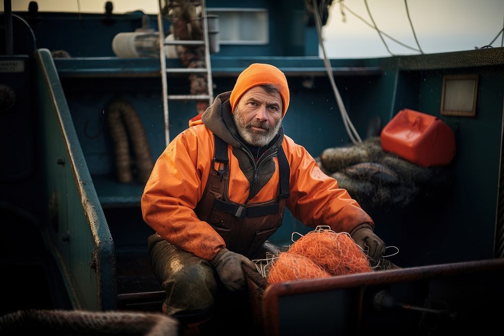 Industrial fisherman fishing adult headwear. AI generated Image by rawpixel.