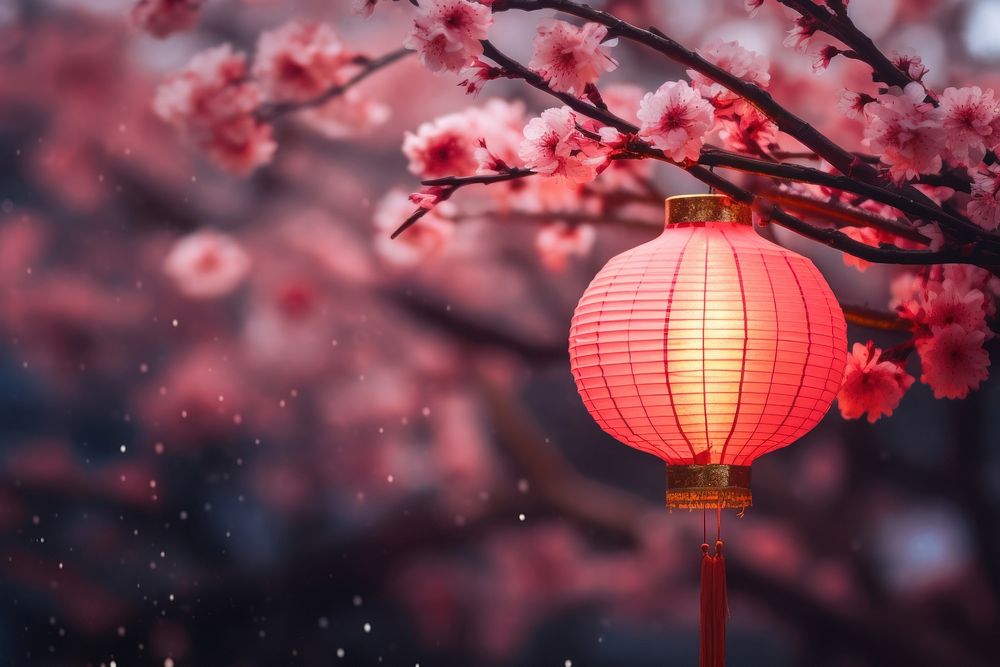 Chinese new year blossom lantern flower. AI generated Image by rawpixel.