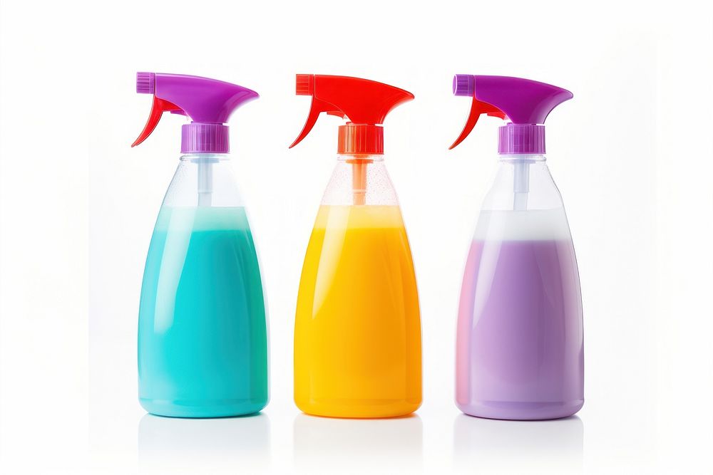 Cleaning detergent bottles plastic white background container. AI generated Image by rawpixel.