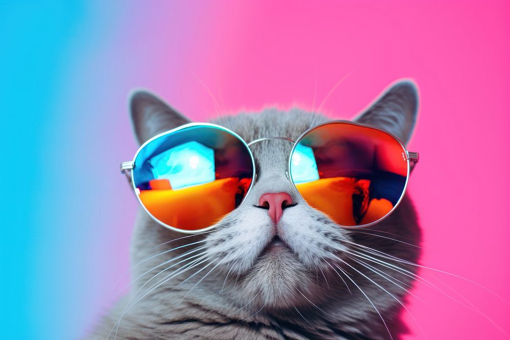 Cat wearing sunglasses mammal animal photo. AI generated Image by rawpixel.