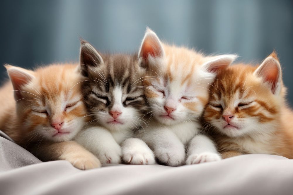 Five kittens cuddling animal mammal pet. AI generated Image by rawpixel.