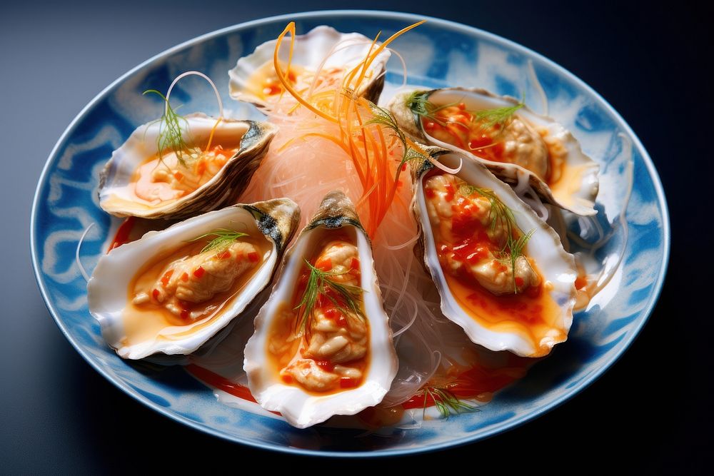 Oyster plate seafood meal. AI generated Image by rawpixel.