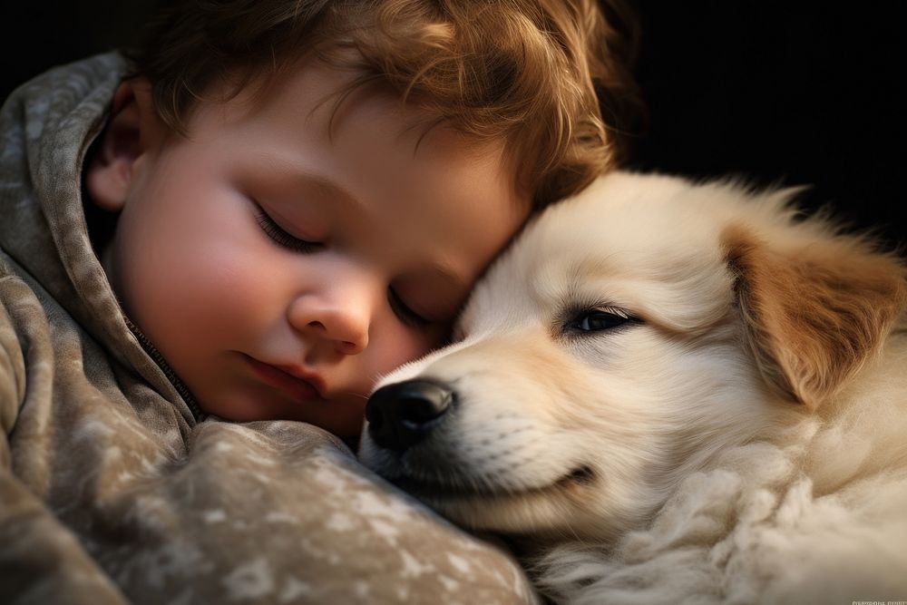 Puppy baby sleeping portrait. AI generated Image by rawpixel.