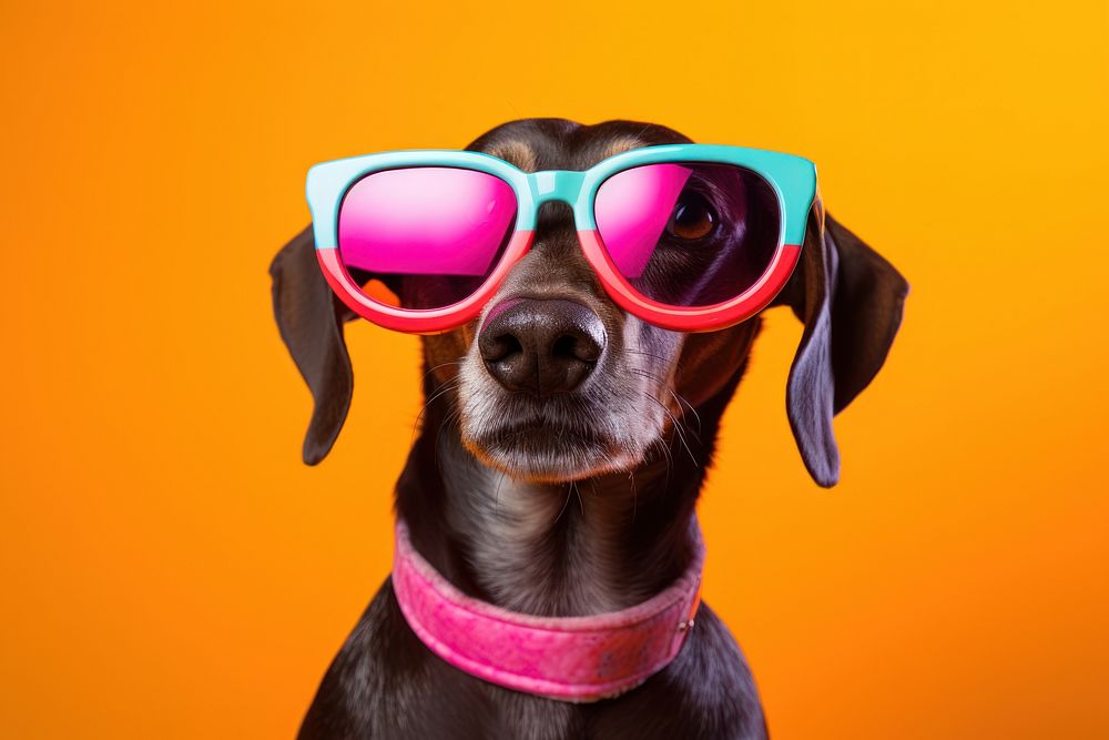 Puppy wearing sunglasses mammal animal dog. AI generated Image by rawpixel.