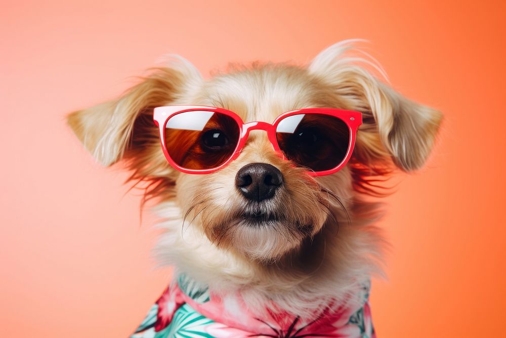 Puppy wearing sunglasses mammal animal pet. AI generated Image by rawpixel.