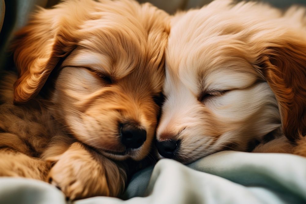 Puppy cuddling sleeping mammal animal. 