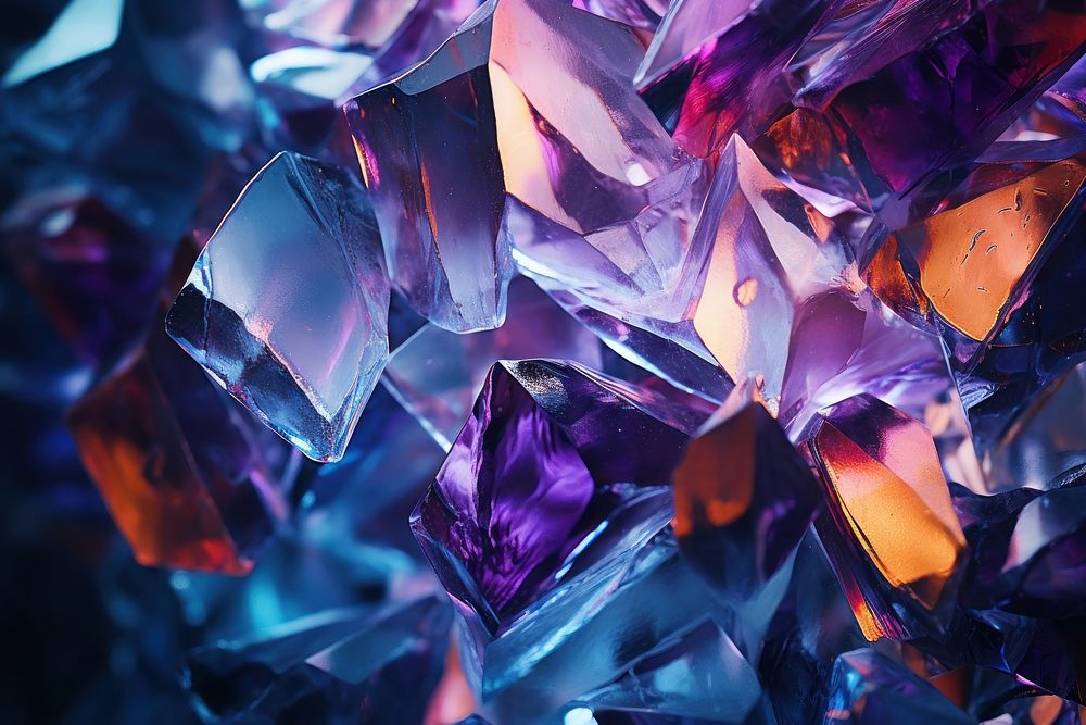 Falling glass shards gemstone amethyst crystal. AI generated Image by rawpixel.