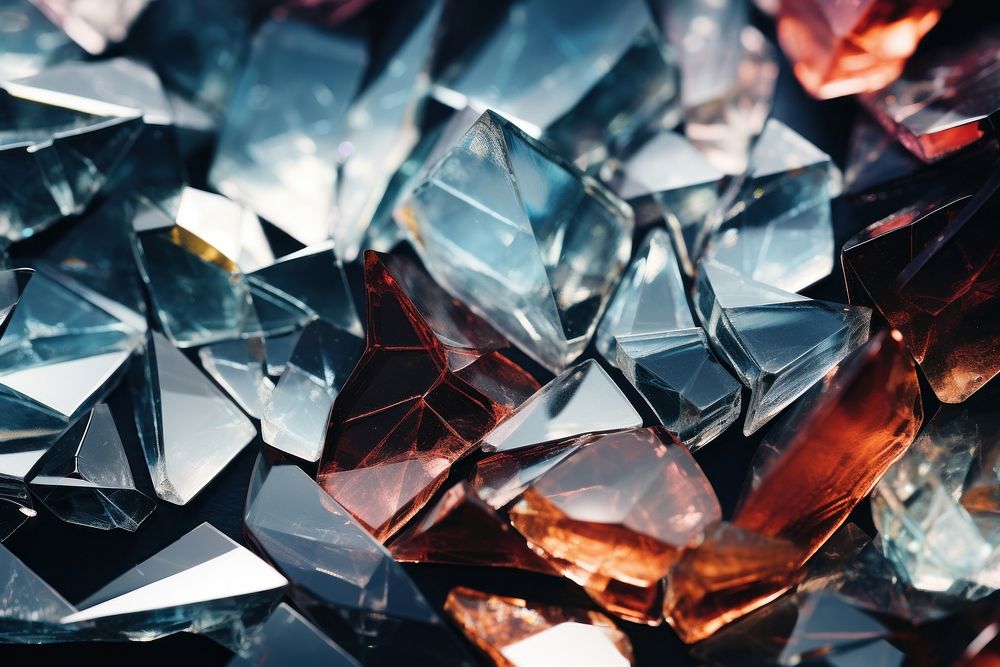 Falling glass shards gemstone crystal mineral. 