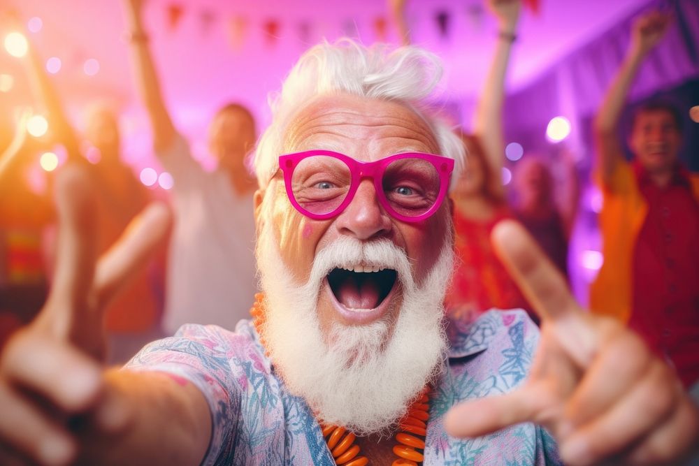 Senior man celebrating glasses party. AI generated Image by rawpixel.