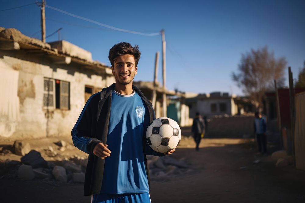 Pakistani young man football sports day. 