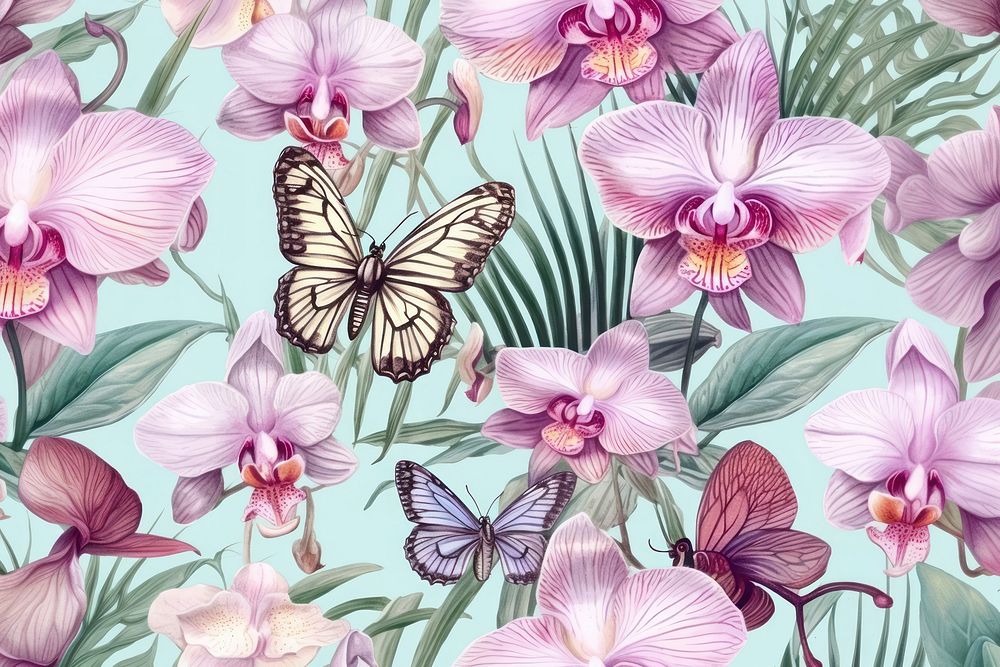 Butterfly flower orchid backgrounds. AI generated Image by rawpixel.