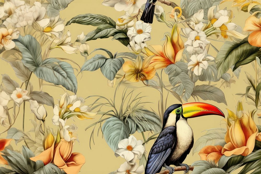Toucan backgrounds pattern flower. 