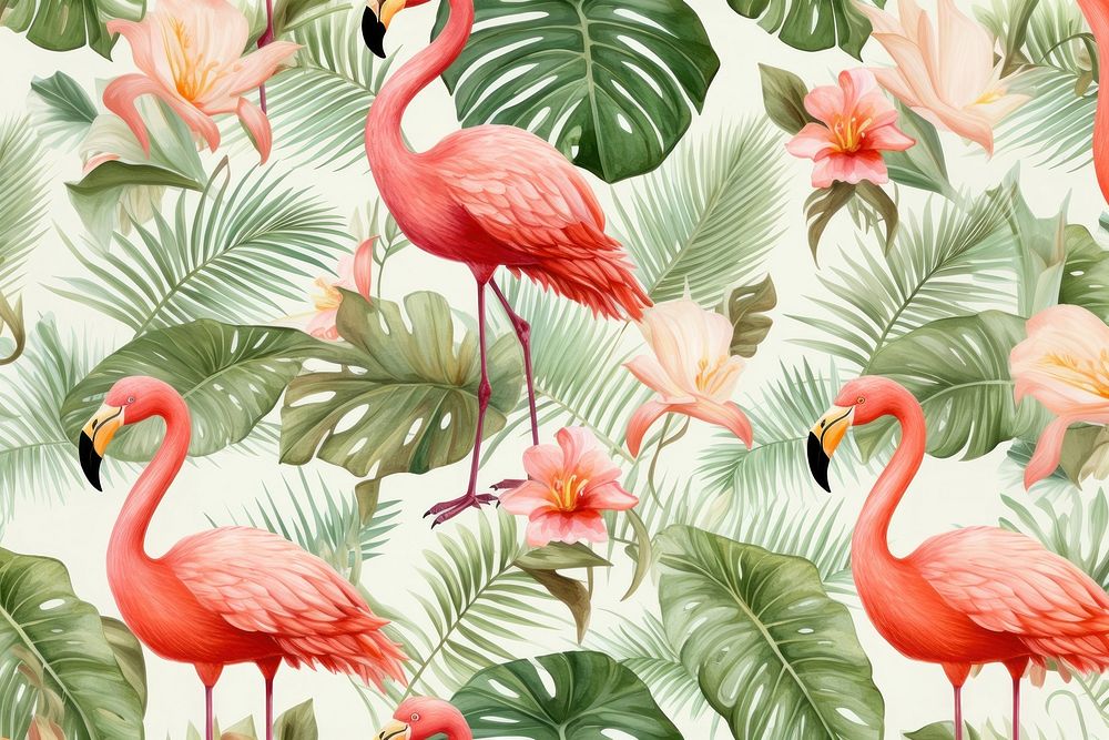 Flamingo bird tropics pattern. AI generated Image by rawpixel.