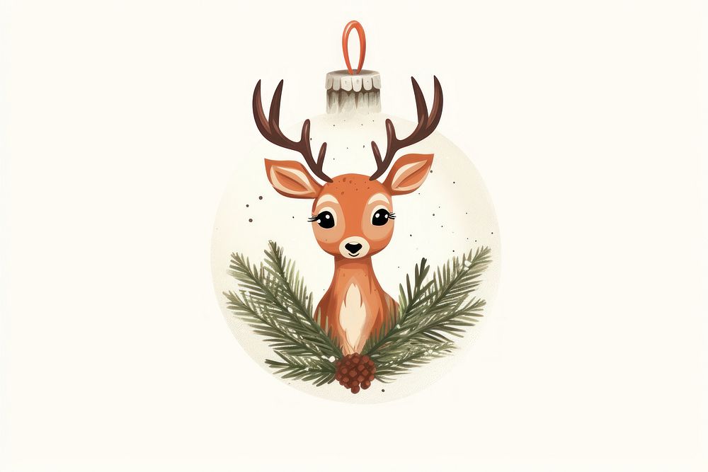 Cute reindeer ornament tree christmas animal. AI generated Image by rawpixel.