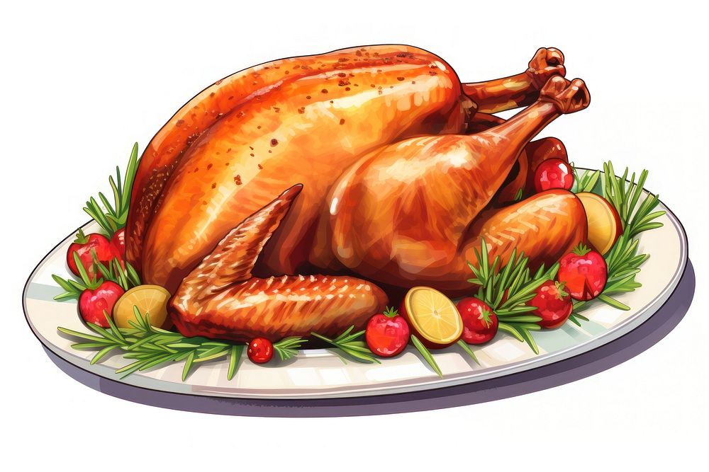 Christmas turkey dinner plate food. AI generated Image by rawpixel.