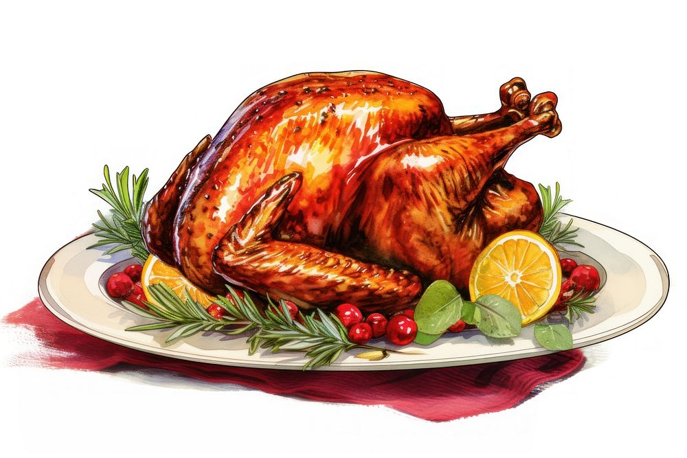 Christmas turkey dinner meat food. AI generated Image by rawpixel.