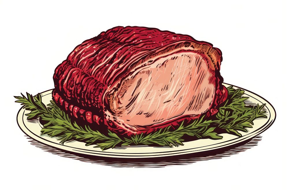 Christmas ham dinner meat food. AI generated Image by rawpixel.