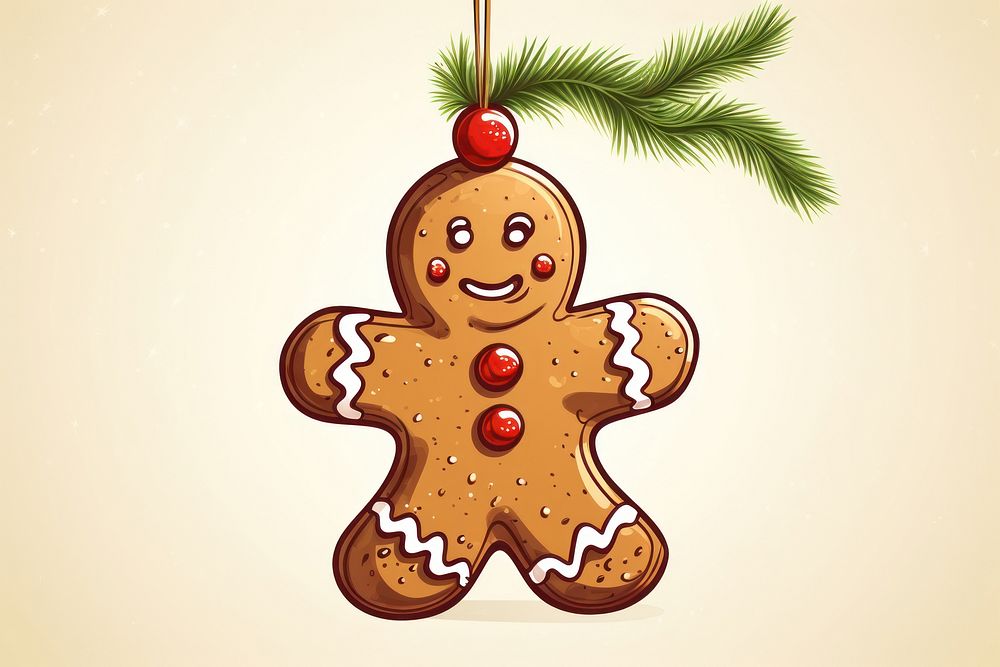 Gingerbread cookie man ornament christmas food tree. AI generated Image by rawpixel.