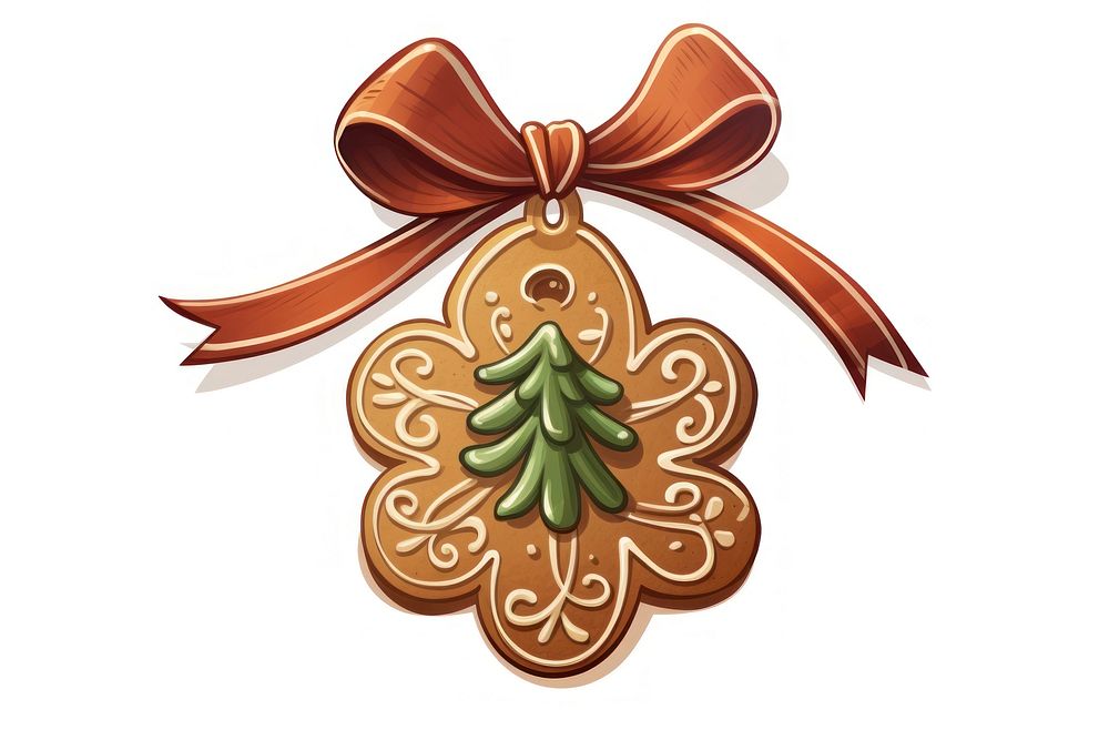Gingerbread cookie ornament christmas ribbon food. AI generated Image by rawpixel.