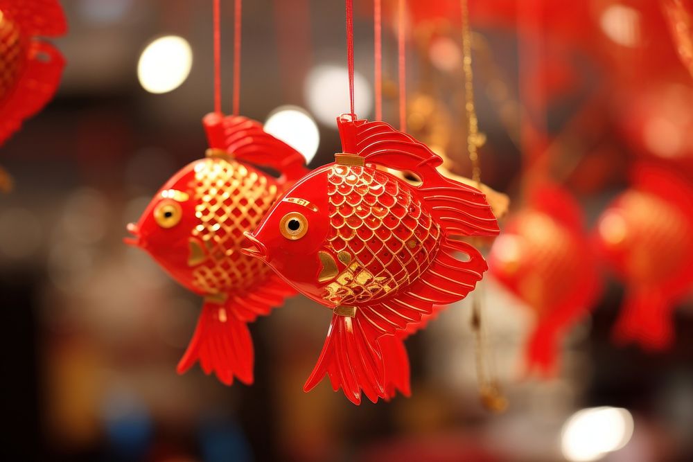 Fish shaped hangings festival animal chinese new year. AI generated Image by rawpixel.