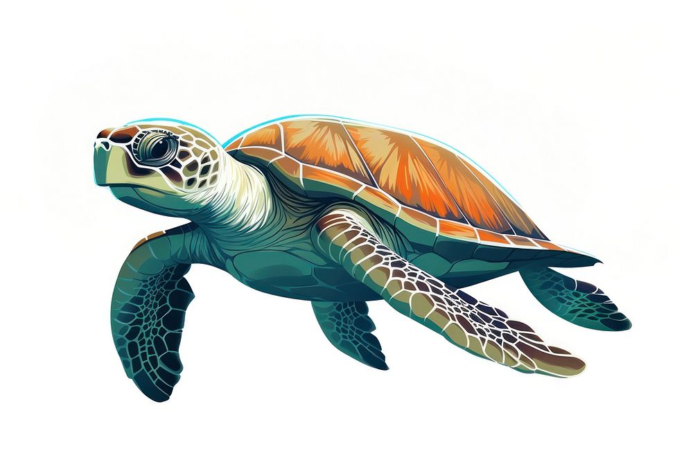 Sea turtle reptile drawing animal. AI generated Image by rawpixel.